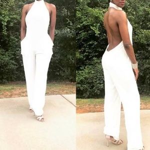 CQ by CQ Ivory Bermuda Halter Jumpsuit Size: L